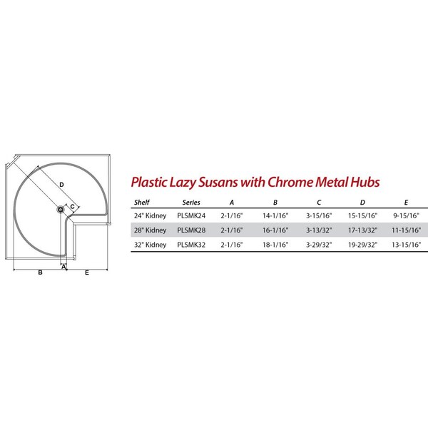 24 Kidney Two-Shelf Plastic Lazy Susan Set With Chrome Hubs